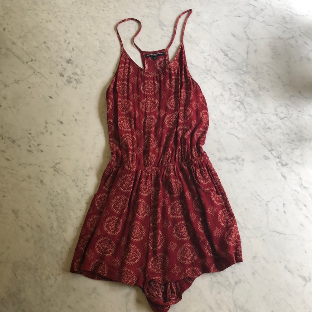 deep red printed romper